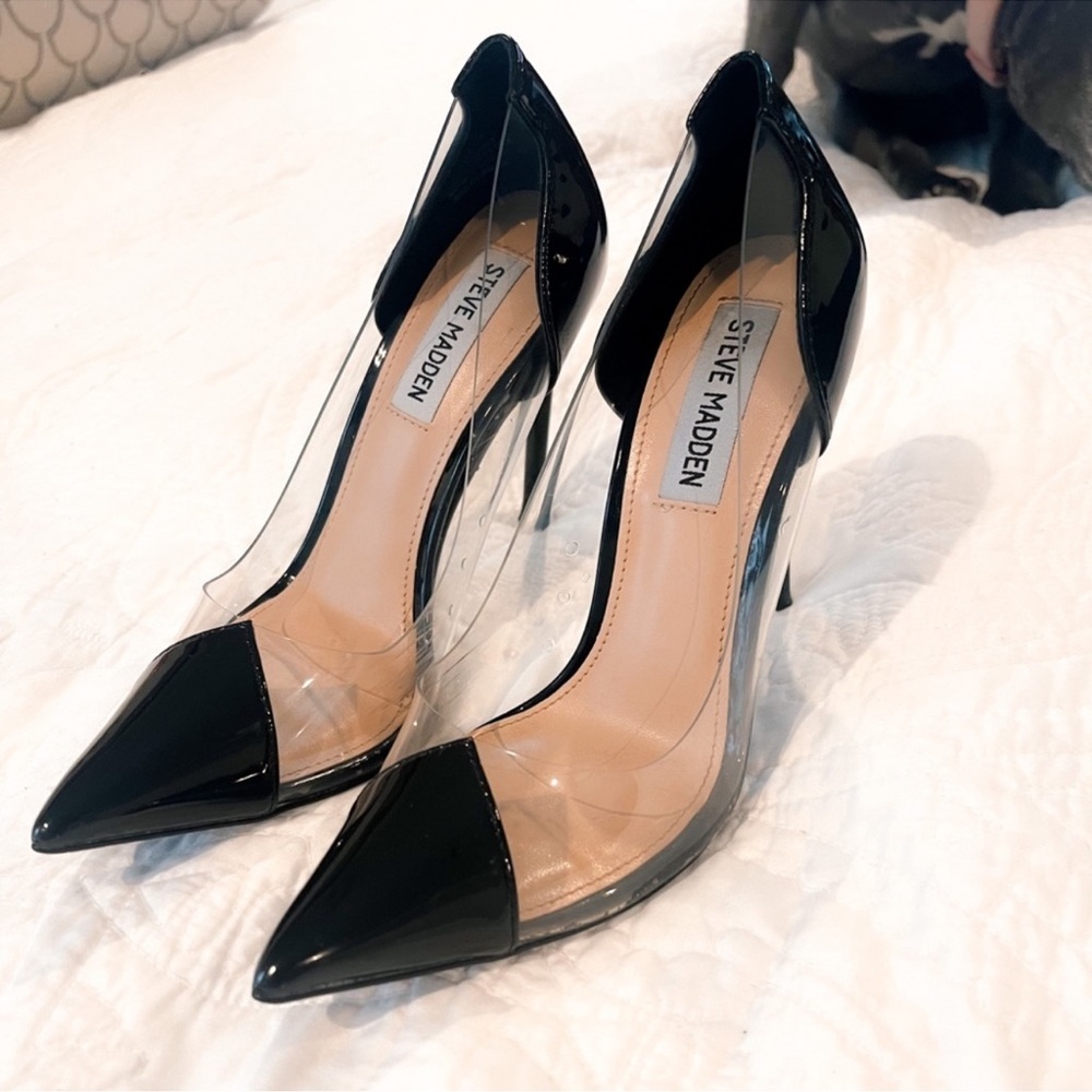 Steven Madden Clear and Black Heels